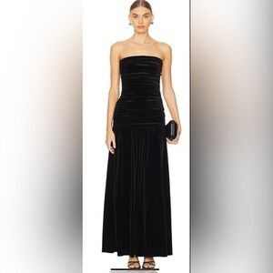 REVOLVE Black Strapless drop waist dress